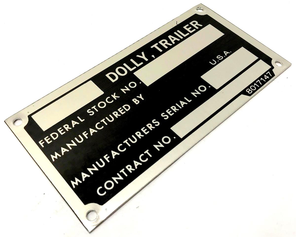 Dolly Trailer Identification Tag